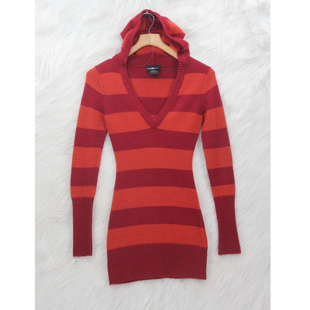 Y2k It's Our Time Striped Hooded Sweater Women's Size S Red Bella Swan Elena
